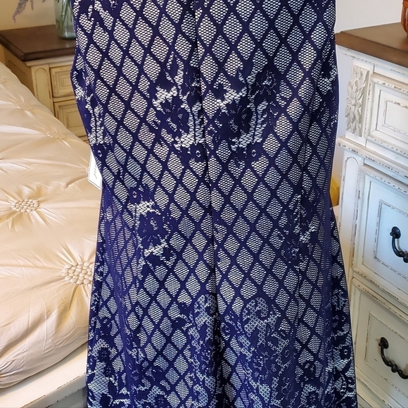 NWOT J Howard Sleevless White Dress with Blue Lace Overlay Sz16 - Picture 3 of 17